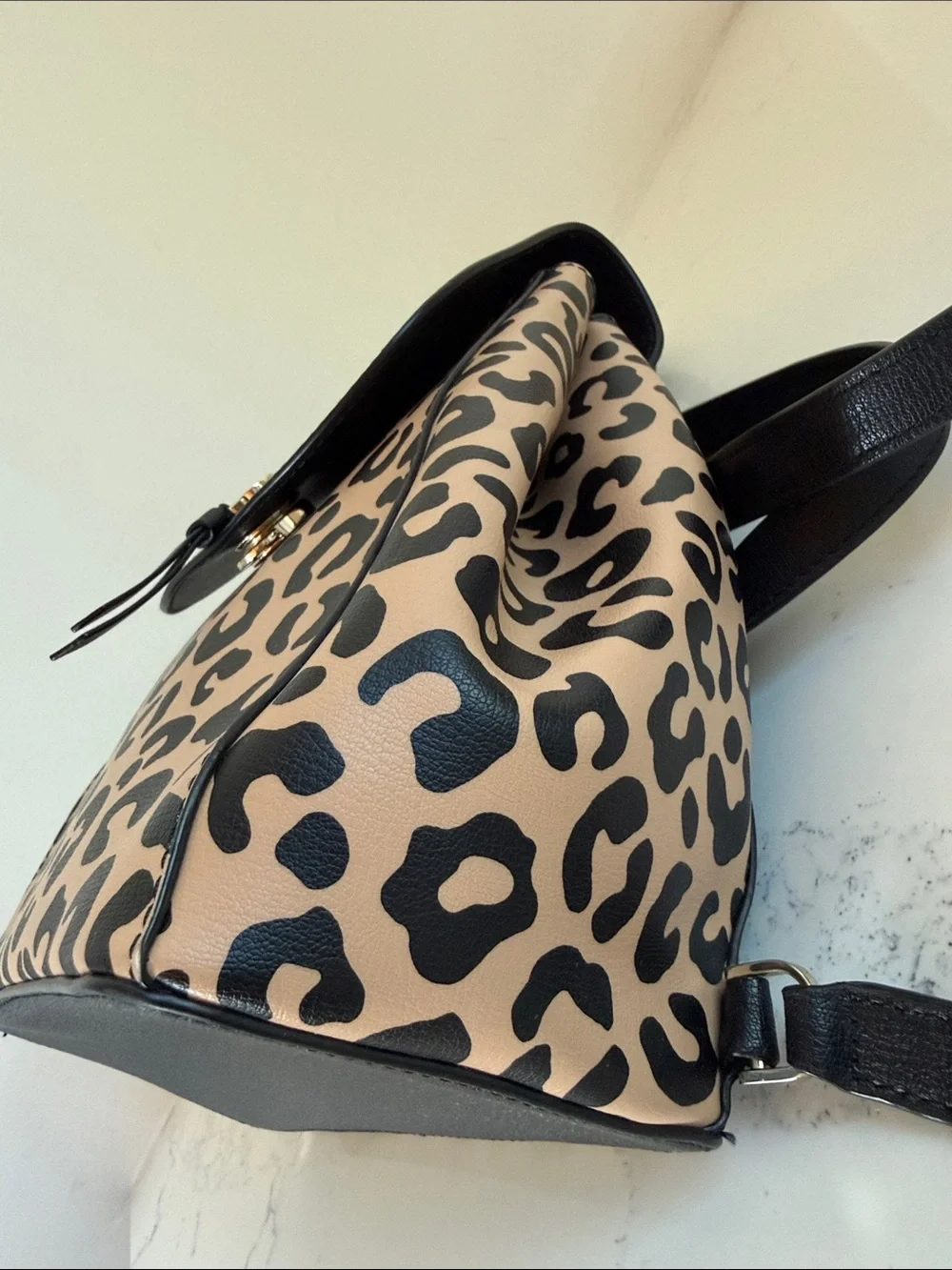 Kate Spade Adel Backpack in Black / Tan Cheetah Leopard Print